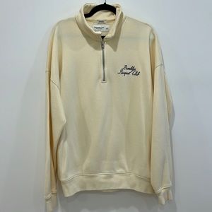 Abercrombie and Fitch A&F light yellow oversized collard quarter zip sweatshirt